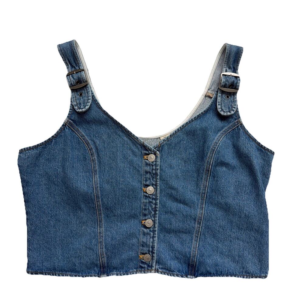 Levi's Charlie Denim Crop Top Women XXL Blue Slim Fit 100% Cotton Cowgirl Casual - Picture 13 of 13